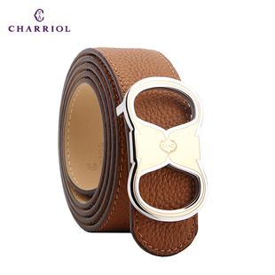 夏利豪皮带charriol头层牛皮腰带商务休闲板扣男士皮带真皮皮带 新品