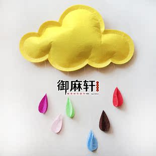 立体云朵雨滴装饰儿童房帐篷家居墙饰不织布摄影背景道具场景布置