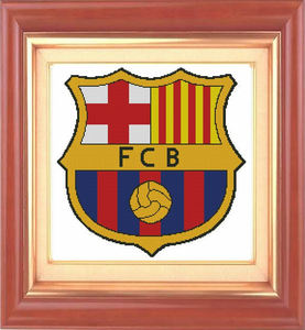 巴萨队徽十字绣西甲巴塞罗那俱乐部标志巴萨队标队旗帮画线无印花