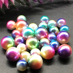 liujiang440923淘宝14mm双色渐变幻彩色圆形水晶珠diy光面透明玻璃