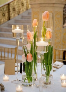 直筒酒杯高脚餐桌婚庆玻璃蜡烛台欧式简约透明玻璃水培花瓶插花器