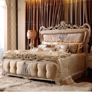 意大利巴洛克大床欧式实木雕花双人床宫廷家具别墅卧室1.8公主床