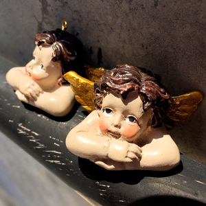 [金酷毛]巴洛克复古手绘小天使摆件 耳环吊坠手作饰品diy树脂配件