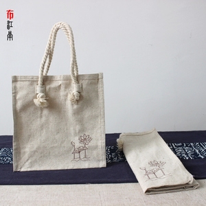 棉麻环保购物手拎袋子厚实耐用文艺帆布实用袋麻布手提收纳购物袋