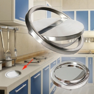 台面嵌入式不锈钢垃圾桶翻盖摇盖弹盖装饰厨房卫生间拉丝镜面圆形