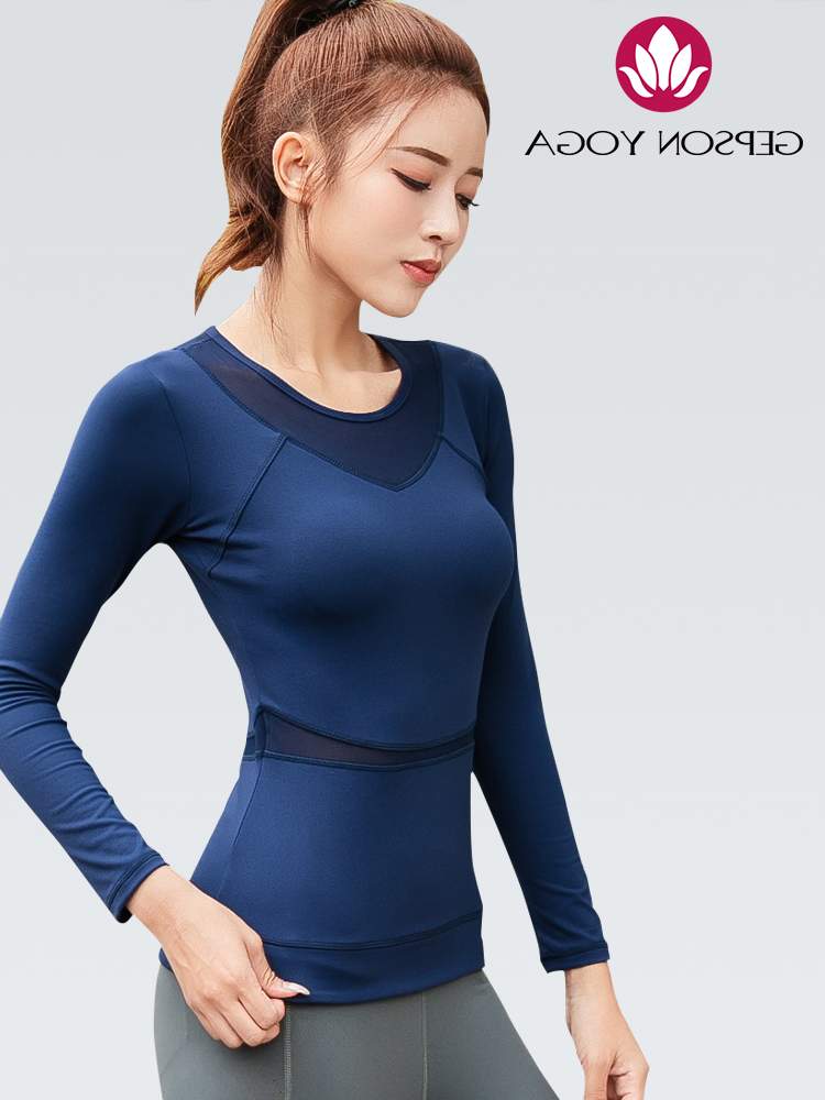 杰朴森秋冬瑜伽服女紧身运动速干跑步显瘦专业健身服七分长袖上衣