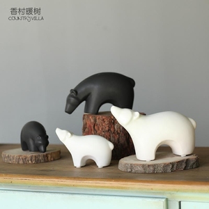 创意简约北欧美式家居饰品陶瓷装饰摆件客厅餐厅书房搁架北极熊