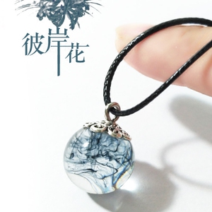 【二十三少】黑色彼岸花项链 树脂吊坠 古风 锁骨链饰品 礼物女