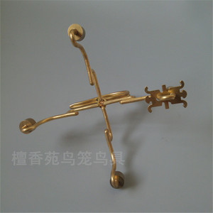 鸟笼钩子 百灵大号十三太保钩 画眉挂钩鸟笼配件 手笼纯黄铜包邮