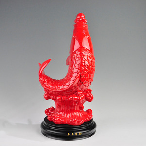 中国红陶瓷年年有余 蒸蒸日上 开业乔迁新家礼品 家居摆件 招财鱼