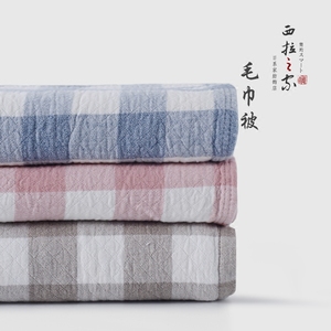 出口日本高档纯棉纱布毛巾被单人双人床单线毯盖毯 休闲毯毛巾毯
