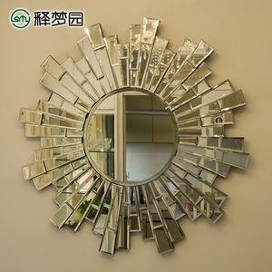 释梦园 欧式太阳镜 创意玄关镜壁挂镜客厅餐厅装饰镜子圆形M0519