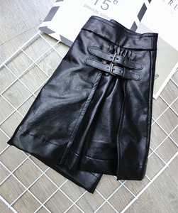 guijiang定制 帅气小野猫皮扣设计感a字显瘦皮裙短裙