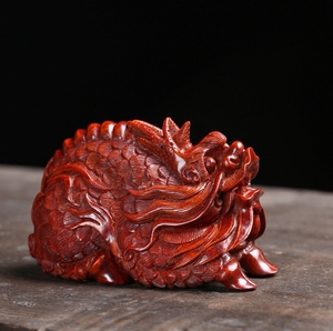 正宗印度小叶紫檀雕刻 瑞兽麒麟 招财进宝 开运 手工雕刻 摆件