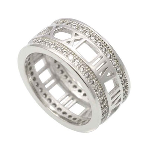 新款欧美罗马数字钛钢微镶情侣指环 不锈钢镂空男女镶钻宽戒指潮