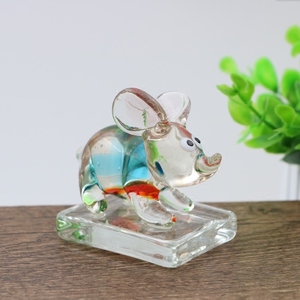 玻璃 十二生肖 老鼠 公仔 底座 创意礼品 家居摆件 琉璃工艺品