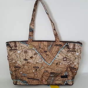 日本 棕色地图 购物袋 可折叠旅行袋 女包包