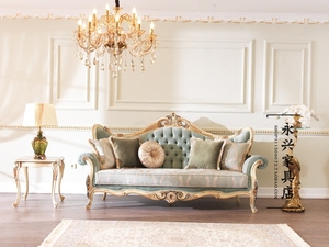 欧式沙发法式新古典实木雕花沙发椅复古做旧软包布艺皮艺客厅家具