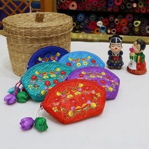 韩国布艺零钱包/手拿包/硬币包/朝鲜族特色洋缎绣花钱包xsp1034