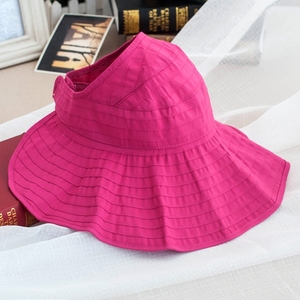 韩版帽子女夏季防晒可折叠空顶帽棉麻大檐遮阳布帽太阳帽防紫外线