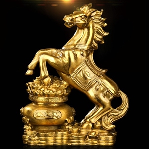 纯铜马摆件 招财吉祥马上有钱 曼唯骏马贺喜摆件马到成功风水摆饰