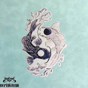 tlp反光车贴 八卦锦鲤鲤鱼动物贴纸 笔记本贴行李箱贴玻璃车门贴
