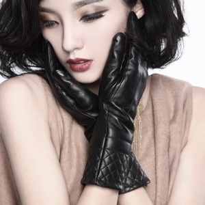 crievn羊皮手套女士真皮手套女冬季加长款显瘦保暖宴会皮手