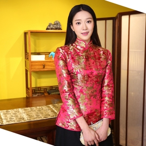 唐装女士旗袍上衣长袖名媛小香风复古中国风民国中式女装棉袄外套