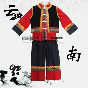 云南丽江纳西族女装服饰 傈僳族男童装 儿童舞蹈演出服 民族服装
