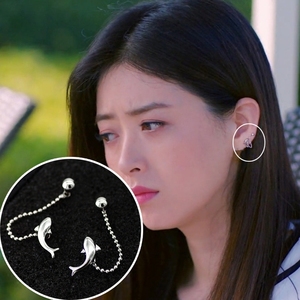 淘宝 欢乐颂2樊胜美同款耳钉s925银针个性海豚耳链 两个耳洞的耳环