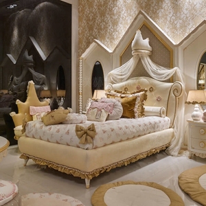 女孩梦幻皇冠床幔儿童床女童公主房家用卧室欧式宫廷豪华3人付款154