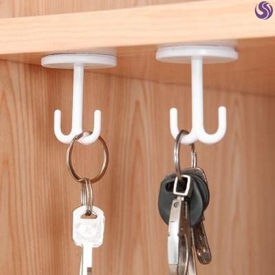 屋顶挂钩钥匙挂钩书桌吸顶双钩小饰品钩子吊钩免打孔无痕贴粘胶.
