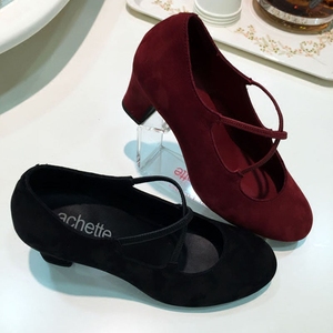 专柜正品achette雅氏女鞋4j52 2017新品浅口圆头粗跟单鞋女鞋