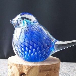 手工艺品玻璃小鸟琉璃胖头鸟家居装饰小动物摆件创意礼物生日礼物