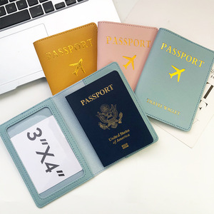 现货跨境logo定制旅行登机牌pu皮革行李牌护照夹套装护照套护照包