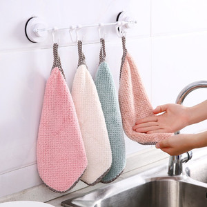 厨房清洁抹布加厚包边菠萝格可挂式擦手巾吸水百洁布百货用品