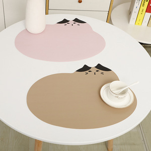 久物 可爱卡通猫咪皮革餐桌垫防水防油污免洗碗垫隔热垫西餐垫