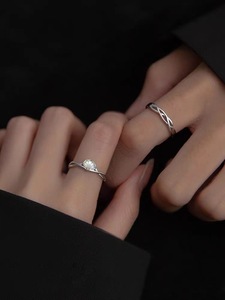 925纯银一辈子戒指女小众设计级感贝壳指环开口戒情人节礼物对戒