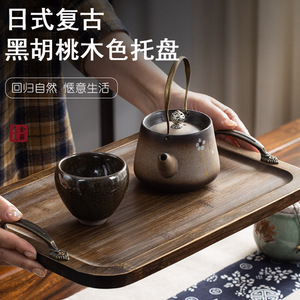 日式复古托盘功夫茶具储水茶盘干泡茶托盘竹制小型家用茶台干果盘