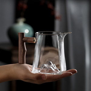 木把手雪山公道杯家用硼硅玻璃茶海分茶器四方玻璃观山公杯