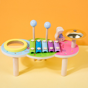 儿童木质奥尔夫音乐台打击乐器敲琴打鼓打碟响板早教音乐幼儿玩具