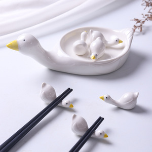 欧式筷托陶瓷筷子架托全套家用餐具水鸭子筷架托筷枕筷搁套装