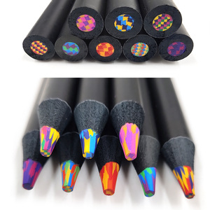 8色彩虹芯色铅笔12色黑木粗杆乱色芯创意涂鸦彩笔彩铅套装儿童