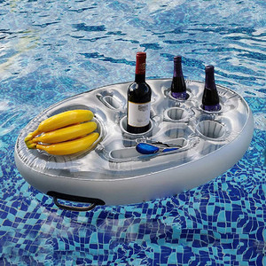 新款户外泳池水上食物餐盘创意充气派对漂浮水果盘便携饮料架托盘