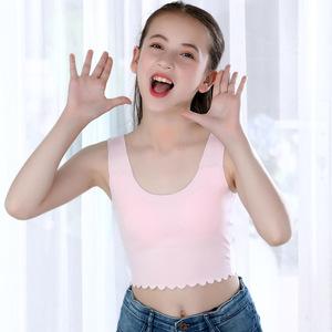 中长款女童无痕背心发育期少女青春期9-14岁莫尔内衣学生打底衫