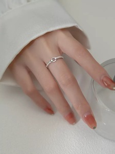s925银ins风简约几何圆形排钻戒指日韩版女式气质银饰指环