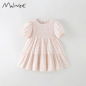 malwee女童连衣裙2024夏装新款欧美外贸童装休闲短袖洋气公主裙子