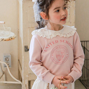 韩国南大门童装女童卫衣春款幼儿园新疆长绒棉翻领字母长袖上衣
