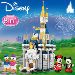 兼容冰雪奇缘女孩系列搭配迪士尼城堡建筑拼装米奇老鼠公主玩具
