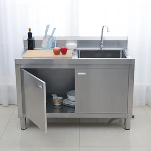 厂家阳台水池304不锈钢水槽柜 小户型单槽带平台 橱柜水盆厨房洗